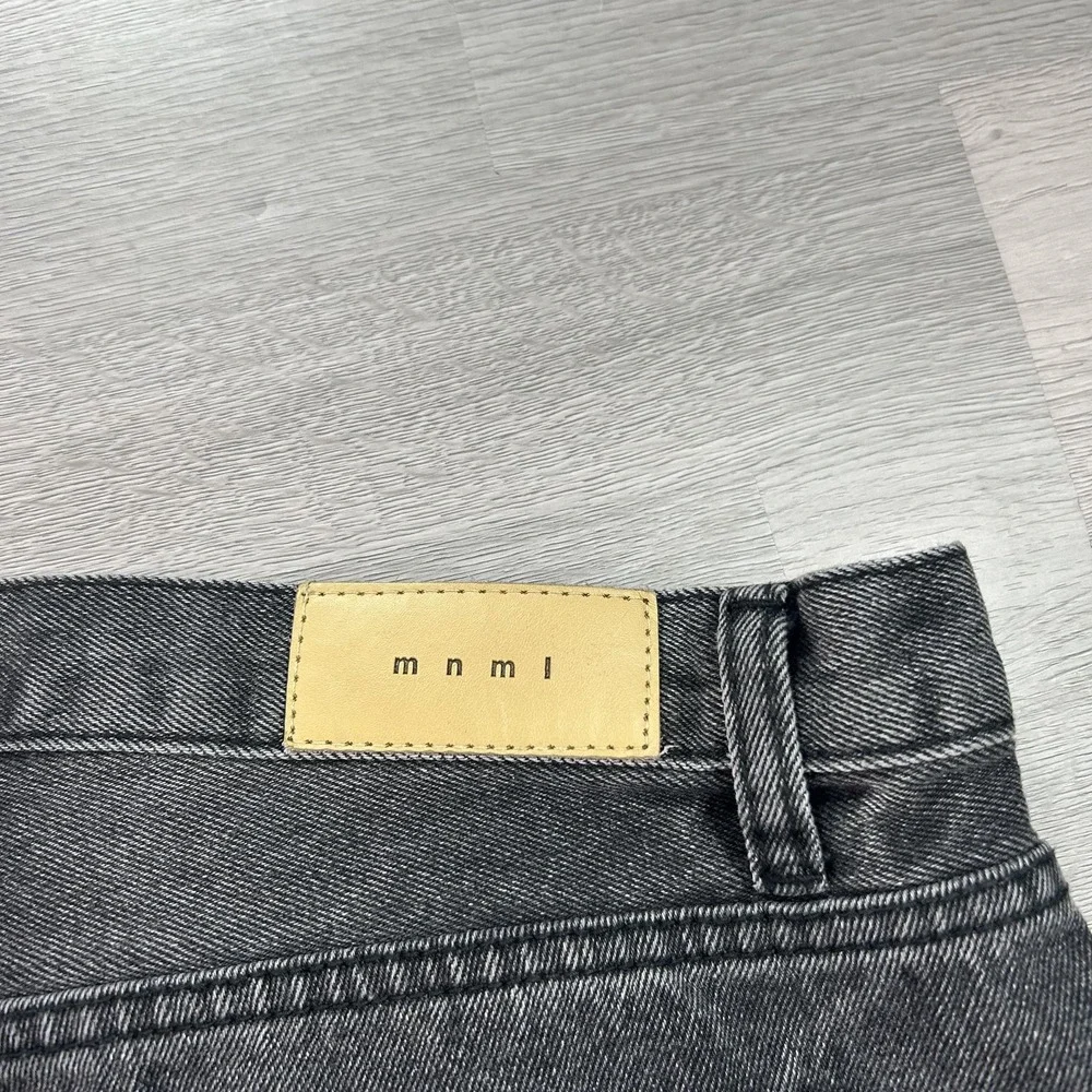 Mnml Jeans Mens 42x34 Gray Relaxed Straight Fringe Hem Denim Dark Wash Pants